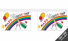 Happy Birthday Bottle Small Bunting Horizontal (3m Length) 3 metre bunting, 10 flags - Flagmania