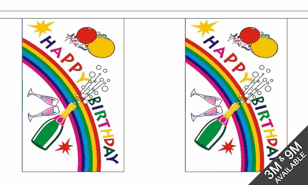 Happy Birthday Bottle Giant Bunting 18m Flagmania bunting