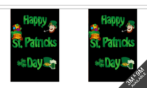 Happy St Patricks Day (Black) Giant Bunting 18m Flagmania bunting