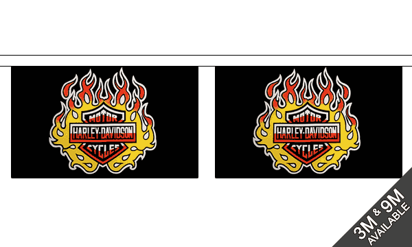 Harley Davidson Horizontal 3 metre bunting, 10 flags - Flagmania