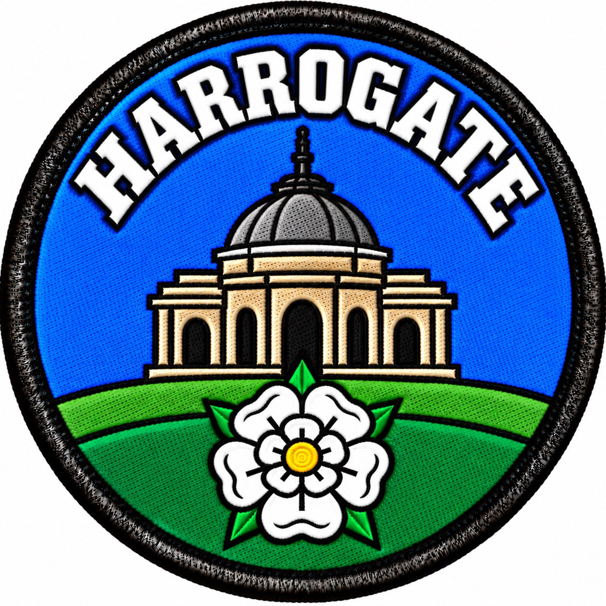 Harrogate Yorkshire Domed Building White Rose 80mm Embroidered Patch