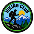 Hiking Club - Blue Mountain Design 80mm embroidered patch