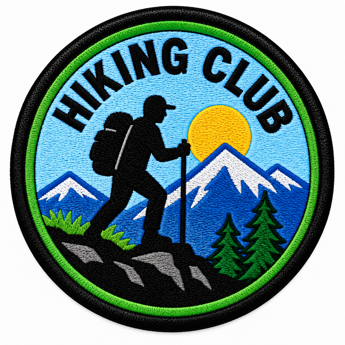 Hiking Club - Blue Mountain Design 80mm embroidered patch