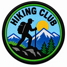 Hiking Club - Blue Mountain Design 80mm embroidered patch