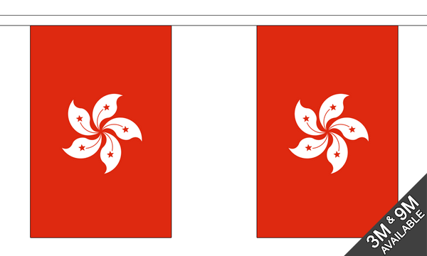 Hong Kong New 3 metre bunting, 10 flags - Flagmania
