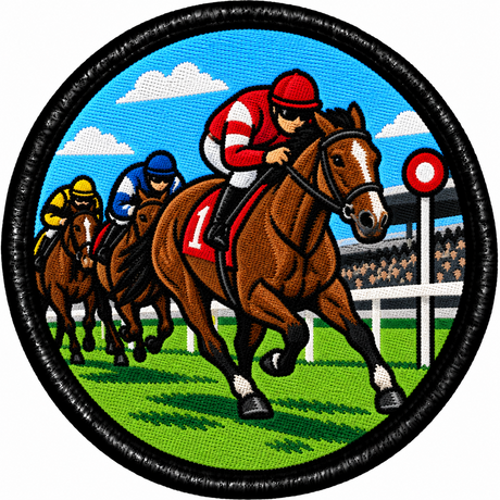 Horse Racing 80mm embroidered patch