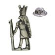 Horus ancient Egyptian falcon-headed god with tall crown and staff pewter lapel pin badge