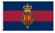 Household Cavalry Regiment flag with crowned EIIR emblem on navy and maroon bands