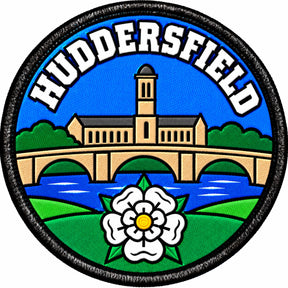 Huddersfield Yorkshire Bridge Landmark White Rose 80mm Embroidered Patch