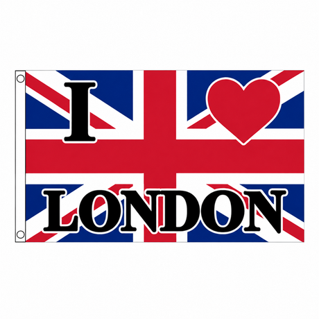 I Love London Flag centred on square white background