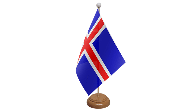 Flagmania Iceland wooden hand flags, 9x6 inch, pack of 12, no bases