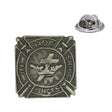 In Hoc Signo Vinces cross and crown antique pewter lapel pin badge with butterfly clutch fastening