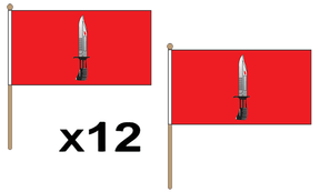 Flagmania Infantry Corps wooden hand flags, 9x6 inch, pack of 12, no bases