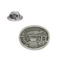 Ironbridge Shropshire pewter lapel pin badge depicting the Iron Bridge over the River Severn with butterfly clutch fastening