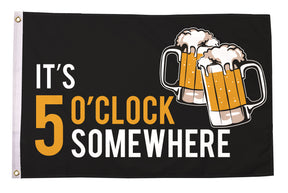 Flagmania It's 5 O'Clock Somewhere Beer 3ft x 2ft Polyester Flag on white background