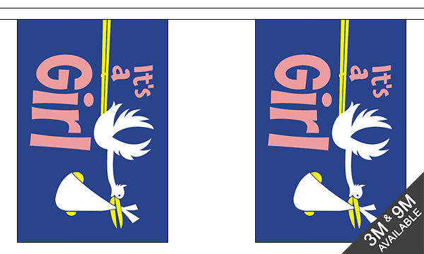 Flagmania Its a Girl Bunting, 9 metre bunting