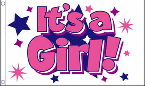 Flagmania Its a Girl (Stars) 8ft x 5ft polyester flag