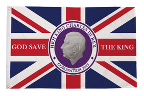 Flagmania King Charles III GOD SAVE OUR KING (Style B) 5ft x 3ft Polyester Flag