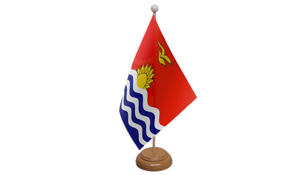 Flagmania Kiribati wooden hand flags, 9x6 inch, pack of 12, no bases