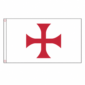 Knights Templar Red Cross flag centred on square white background