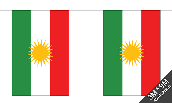 Kurdistan 3 metre bunting, 10 flags - Flagmania