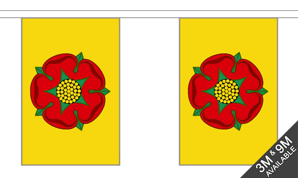 Lancashire New 3 metre bunting, 10 flags - Flagmania