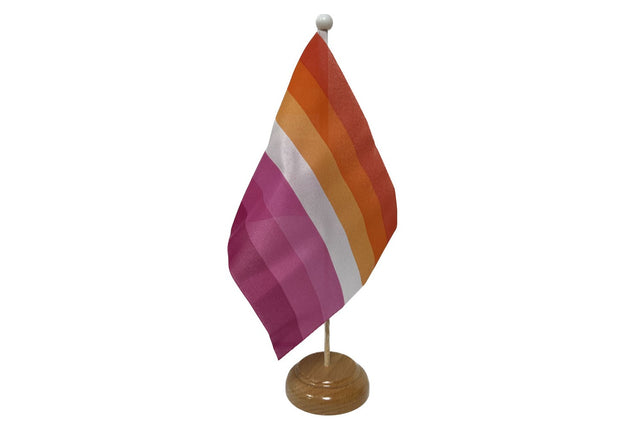 Flagmania Lesbian Sunset Stripes wooden hand flags, 9x6 inch, pack of 12, no bases