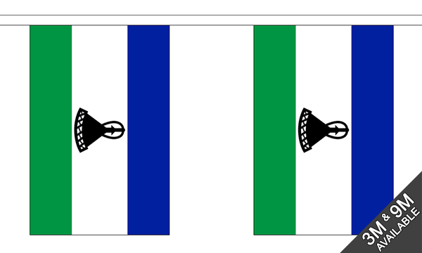 Lesotho New 3 metre bunting, 10 flags - Flagmania