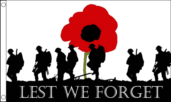 Flagmania Lest We Forget (Army) 3ft x 2ft Nylon Flag on white background