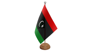 Flagmania Libya New (Kingdom) wooden hand flags, 9x6 inch, pack of 12, no bases