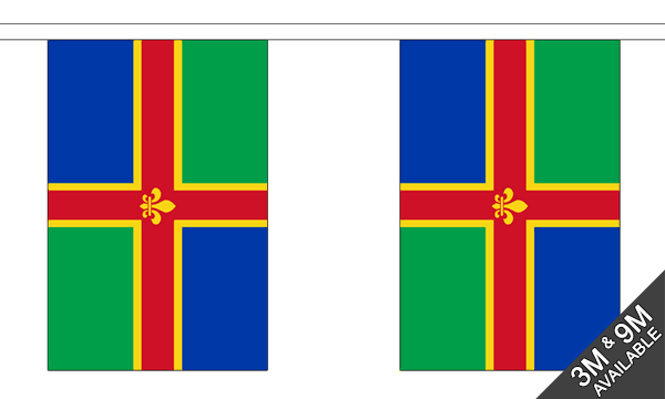 Lincolnshire 3 metre bunting, 10 flags - Flagmania