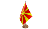 Flagmania Macedonia New wooden hand flags, 9x6 inch, pack of 12, no bases