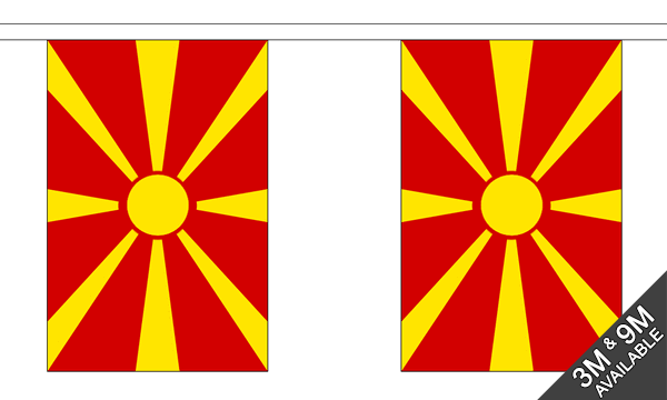 Macedonia New 3 metre bunting, 10 flags - Flagmania