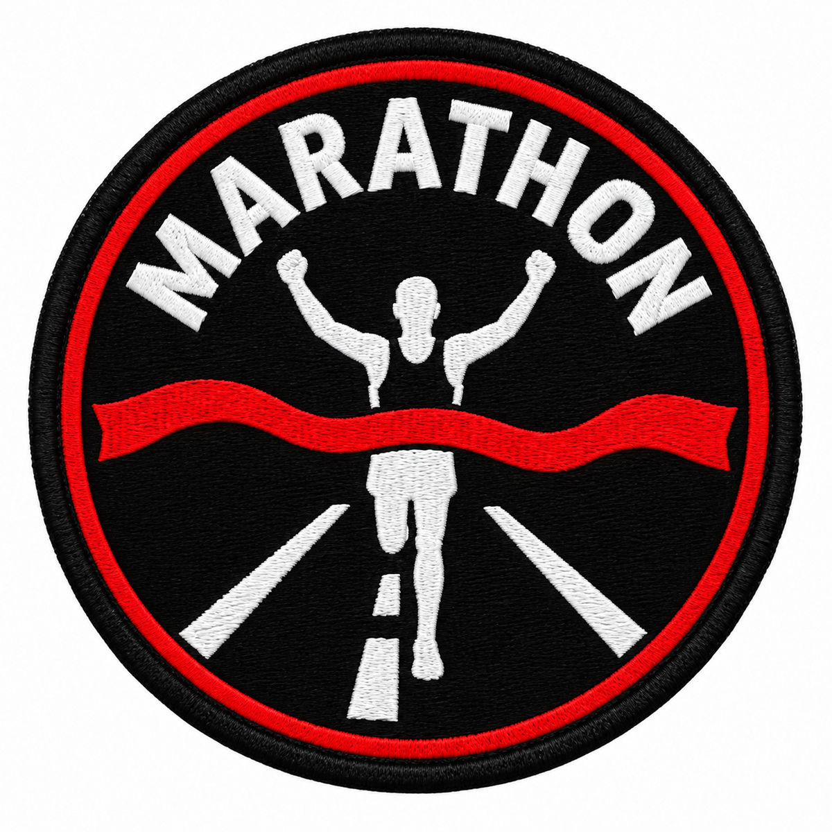 Marathon - Red Finish Line 80mm embroidered patch