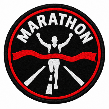 Marathon - Red Finish Line 80mm embroidered patch