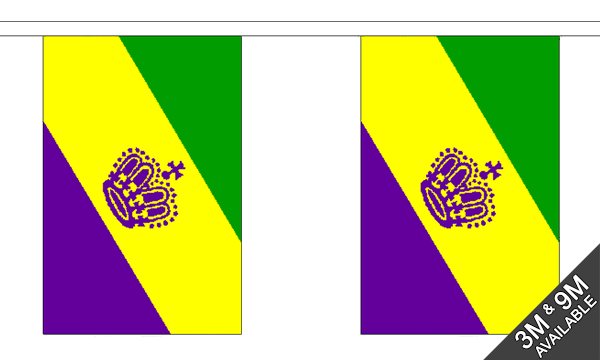 Flagmania Mardi Gras Bunting, 9 metre bunting