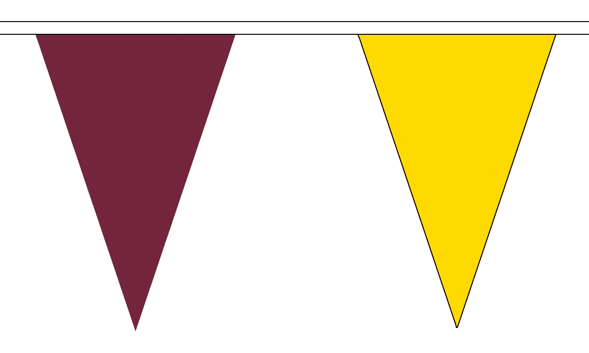 Maroon and Gold Triangle 12 metre bunting by Flagmania