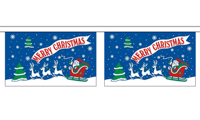 Merry Christmas Blue Horizontal 3 metre bunting, 10 flags - Flagmania