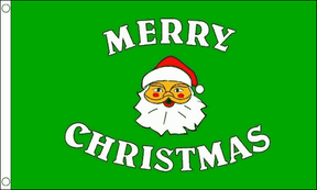 Flagmania Merry Christmas Green 3ft x 2ft Polyester Flag on white background
