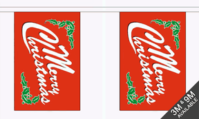 Merry Christmas Red 3 metre bunting, 10 flags - Flagmania