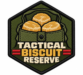 Tactical Biscuit Reserve embroidered patch design preview – 110mm longest edge