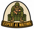 Expert at Waiting embroidered patch design preview – 110mm longest edge