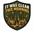 Camouflage Laundry embroidered patch design preview – 110mm longest edge