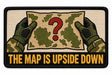 Map Upside Down embroidered patch design preview – 120mm longest edge