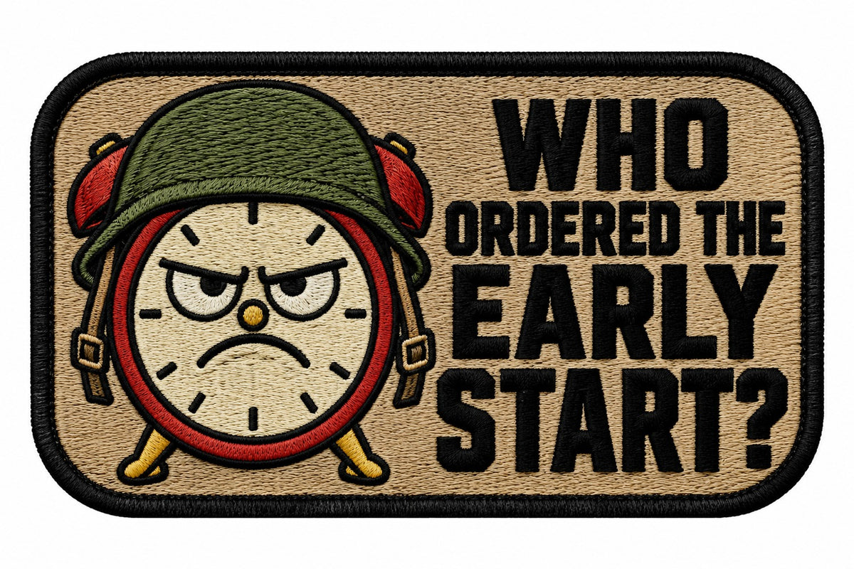 Early Start Complaint embroidered patch design preview – 120mm longest edge