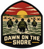 Dawn on the Shore embroidered patch design preview – 110mm longest edge