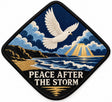 Peace After Storm embroidered patch design preview – 110mm longest edge