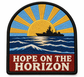 Hope on Horizon embroidered patch design preview – 110mm longest edge