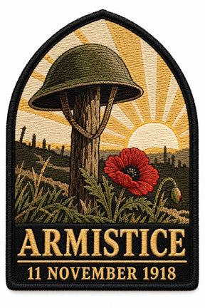 Armistice 11 November 1918 embroidered patch design preview – 110mm longest edge