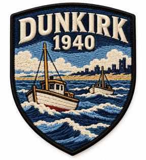 Dunkirk 1940 embroidered patch design preview – 110mm longest edge